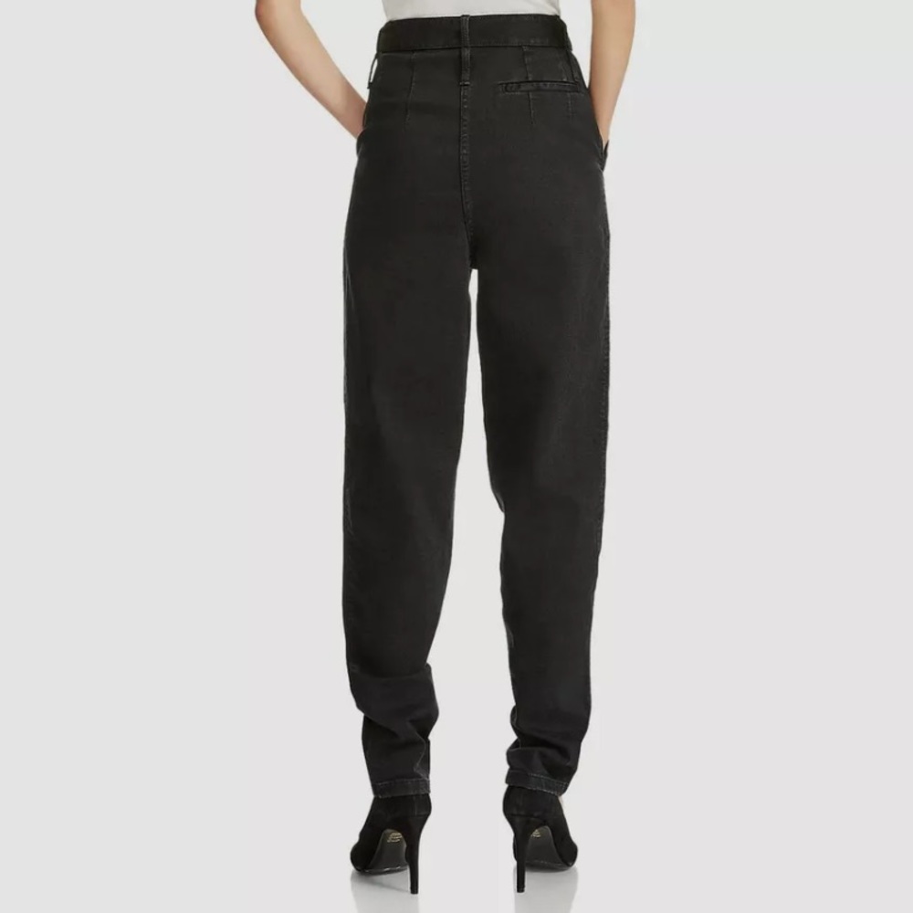 Maje Women Black Jeans Taper Leg Pleated High Rise Denim Pants Sz 40 Large - Picture 3 of 9